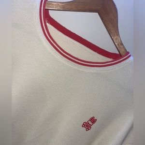 Psycho bunny cream long sleeve tee with red accents